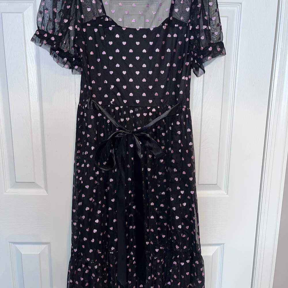 NWT Sweet Society Hot Topic Black Dress with Pink Hearts XL - Picture 4 of 4